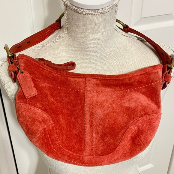 Coach Y2K Red Suede Shoulder Bag K3S-9415 - Picture 1 of 14